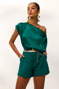 Blusa Ampla Lisa Com Decote Canoa