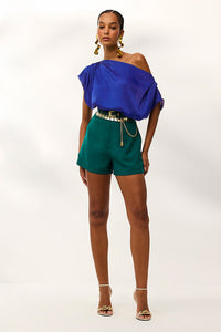 Blusa Ampla Lisa Com Decote Canoa