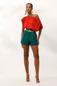 Blusa Ampla Lisa Com Decote Canoa