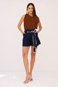 Blusa Sem Mangas Lisa Com Babado