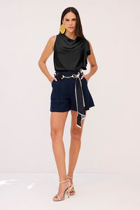 Blusa Sem Mangas Lisa Com Babado