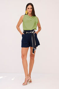 Blusa Sem Mangas Lisa Com Babado