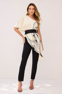 Blusa Ampla Estampada Ombro Único
