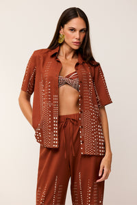 Camisa Estampada Com Mangas Curtas