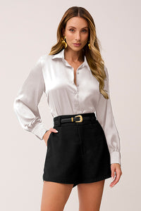 Camisa Clássica Lisa Acetinada