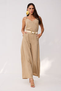 Calça Pantalona Lisa Com Bolsos Faca
