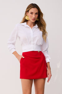 Short Alfaiataria Liso Com Sobreposição