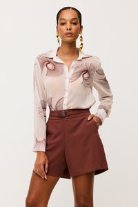 Short Alfaiataria Liso Com Passante Cintura