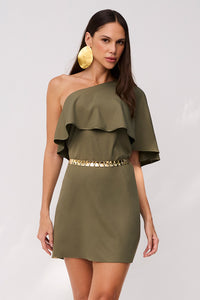 Vestido Curto Liso Ombro Único