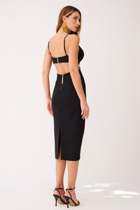Vestido Super Midi Liso Cut Out