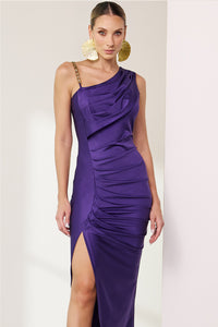Vestido Super Midi Liso Ombro Único