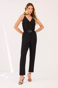 Blusa De Alças Risca Metalizada