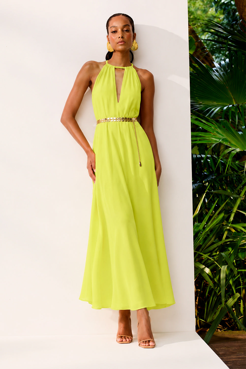 Vestido Super Midi Liso Com Alças