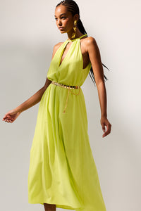 Vestido Super Midi Liso Com Alças