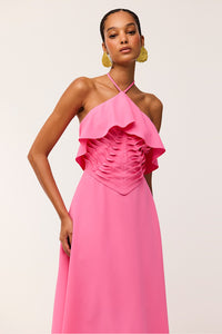 Vestido Super Midi Liso Frente Única