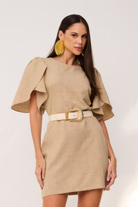 Vestido Curto Liso Decote Redondo