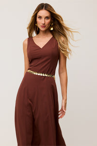 Vestido Super Midi Liso Decote V
