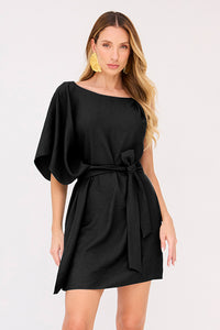 Vestido Curto Liso Com Enfeite