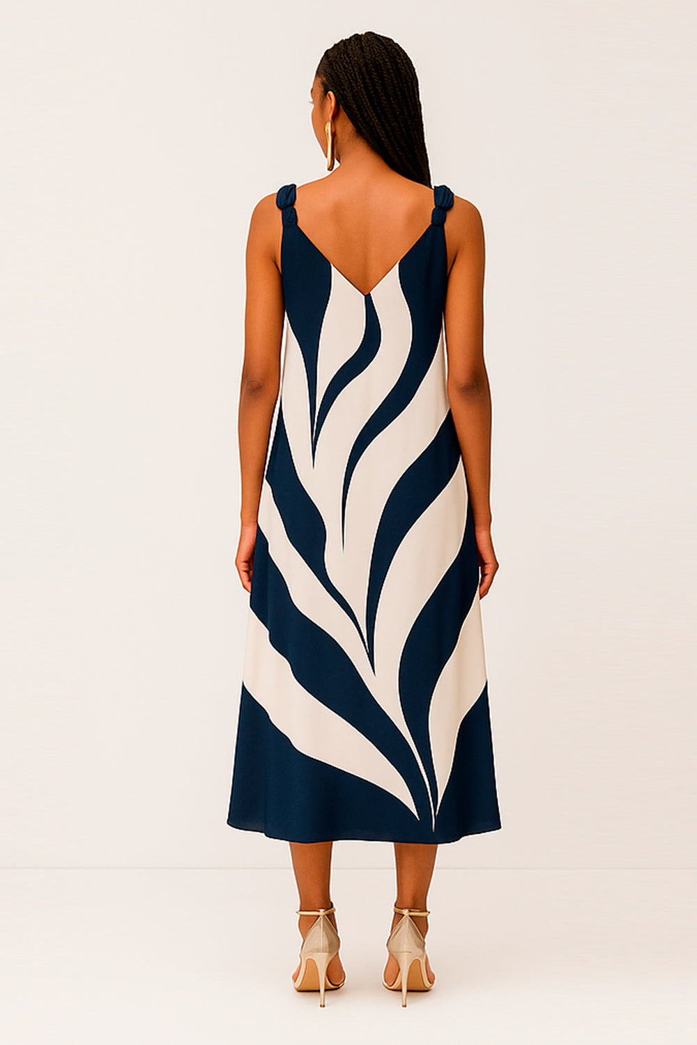 Vestido Longo Estampado Com Decote V