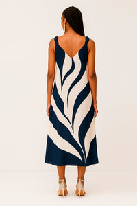 Vestido Longo Estampado Com Decote V