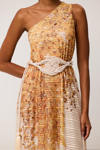 Vestido Longo Estampado Ombro Único