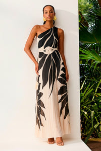 Vestido Longo Estampado Ombro Único