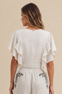 Blusa Reta Lisa Com Babados
