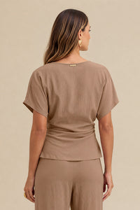 Blusa Decote Assimétrico Lisa Com Passante