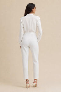 Calça Alfaiataria Lisa Com Lapelas