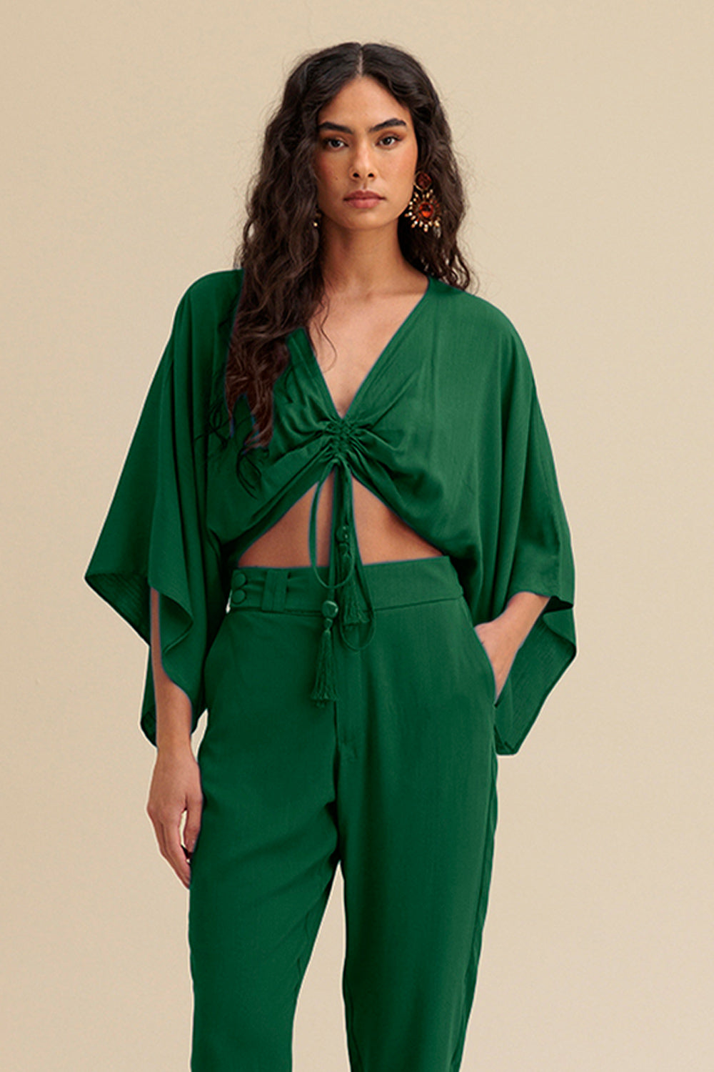 Calça Leve Lisa Com Bolsos Faca