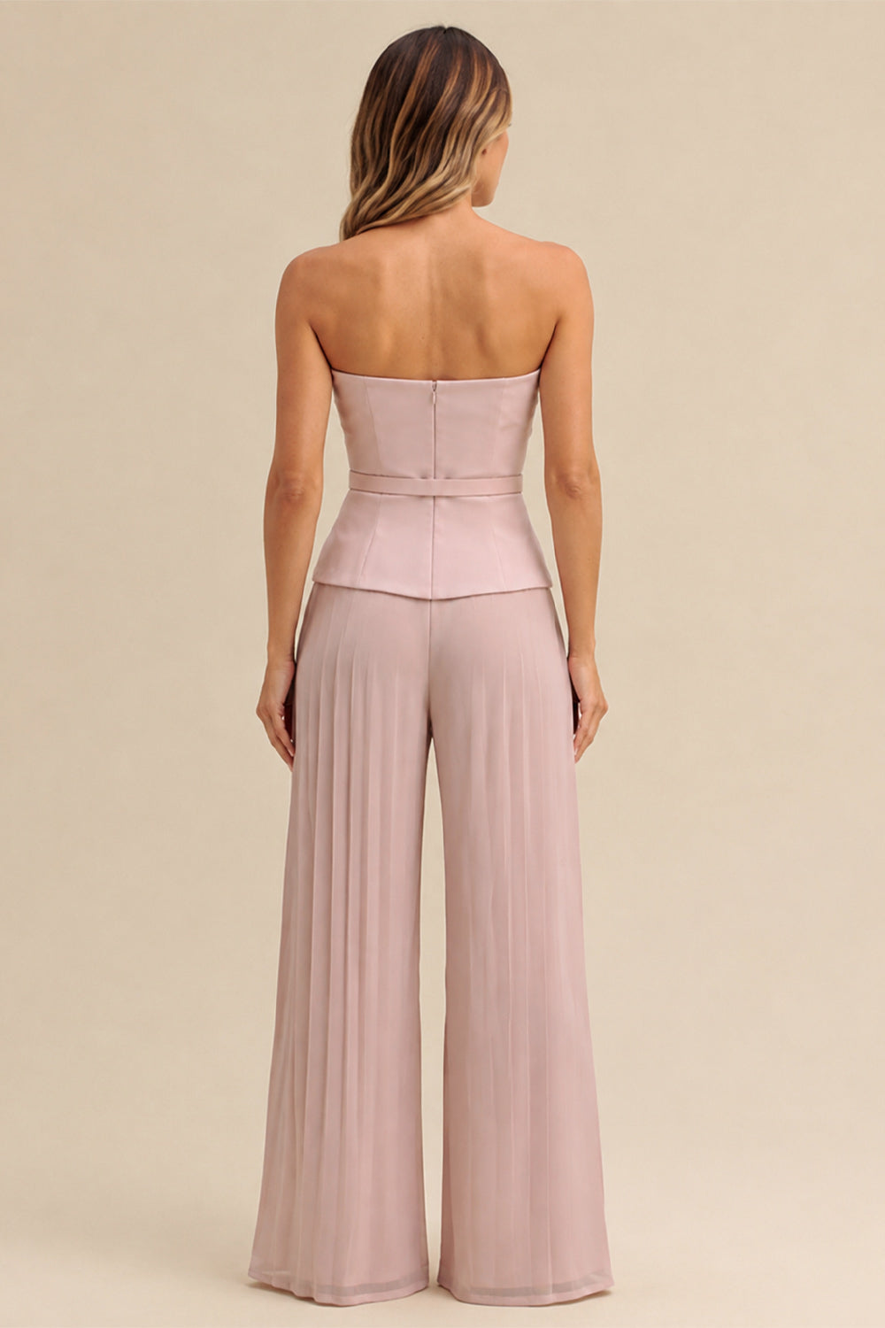 Calça Wide Lisa Com Plissado
