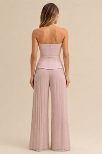 Calça Wide Lisa Com Plissado