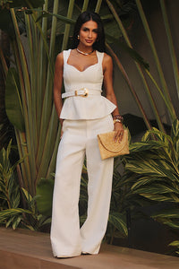 Calça Wide Lisa Com Bolsos Faca
