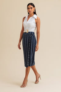 Camisa Ajustada Lisa Com Recortes