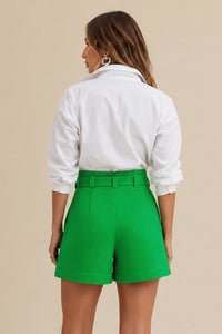 Short Cintura Alta Liso Com Amarração