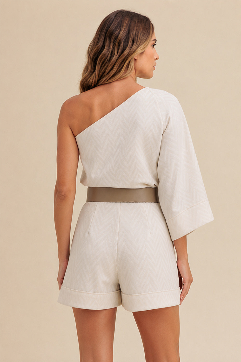 Short Cintura Alta Chevron Barra Italiana