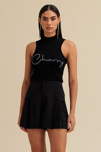 Short Alfaiataria Liso Com Lapelas