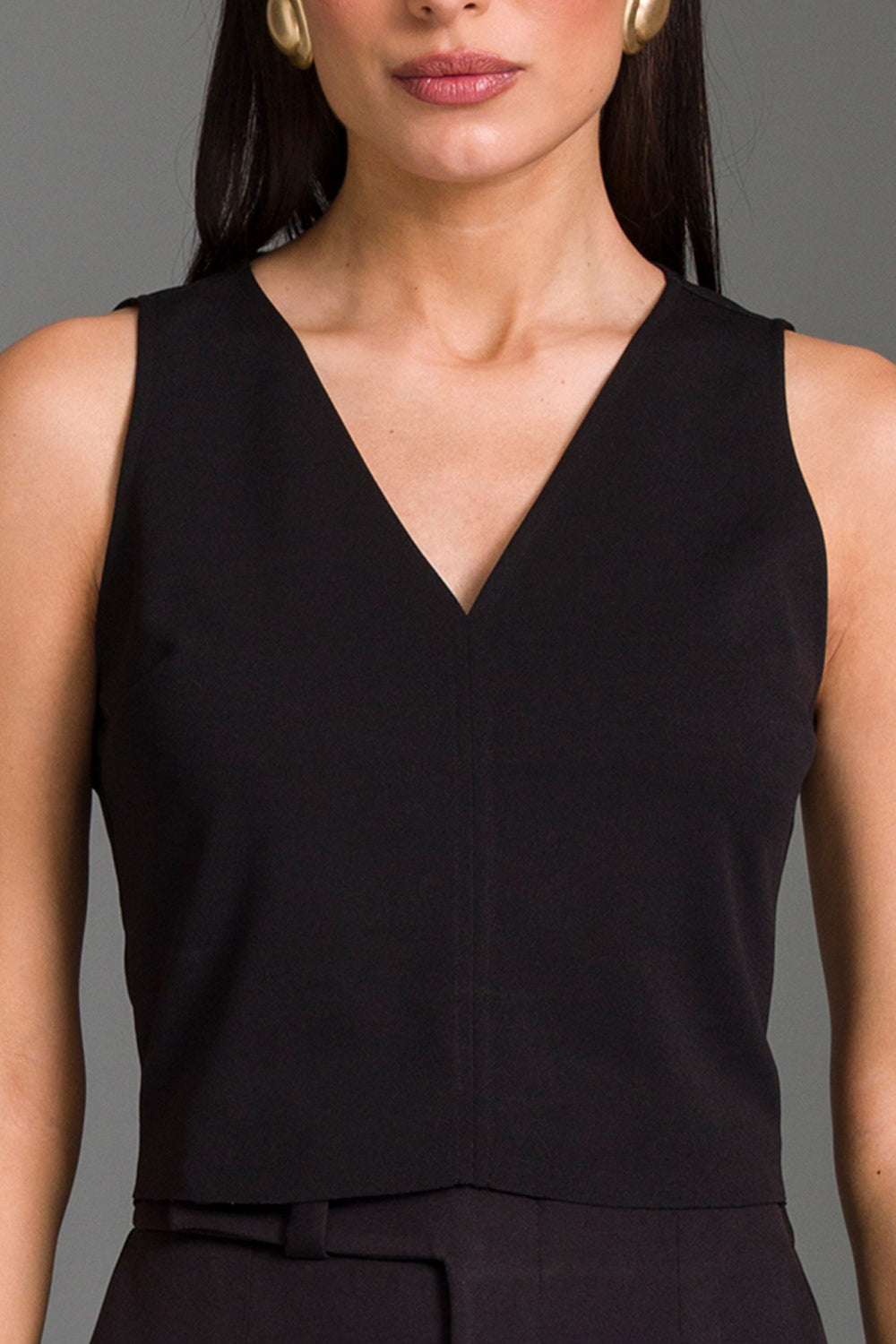 Top Decote V Liso Com Recorte