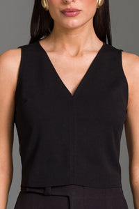 Top Decote V Liso Com Recorte