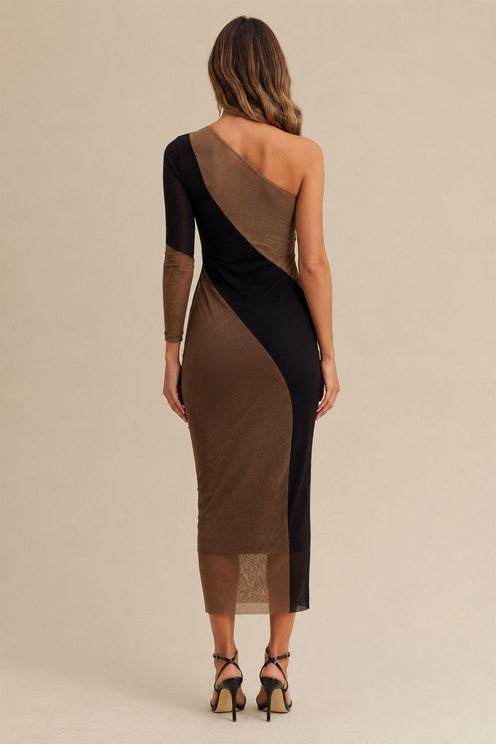 Vestido Super Midi Estampado Ombro Único