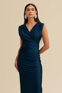 Vestido Longo Liso Decote V