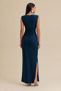 Vestido Longo Liso Decote V