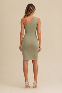 Vestido Curto Liso Ombro Único