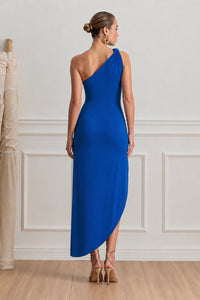 Vestido Ombro Único Liso Com Recorte