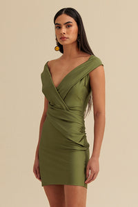 Vestido Curto Liso Com Pregas