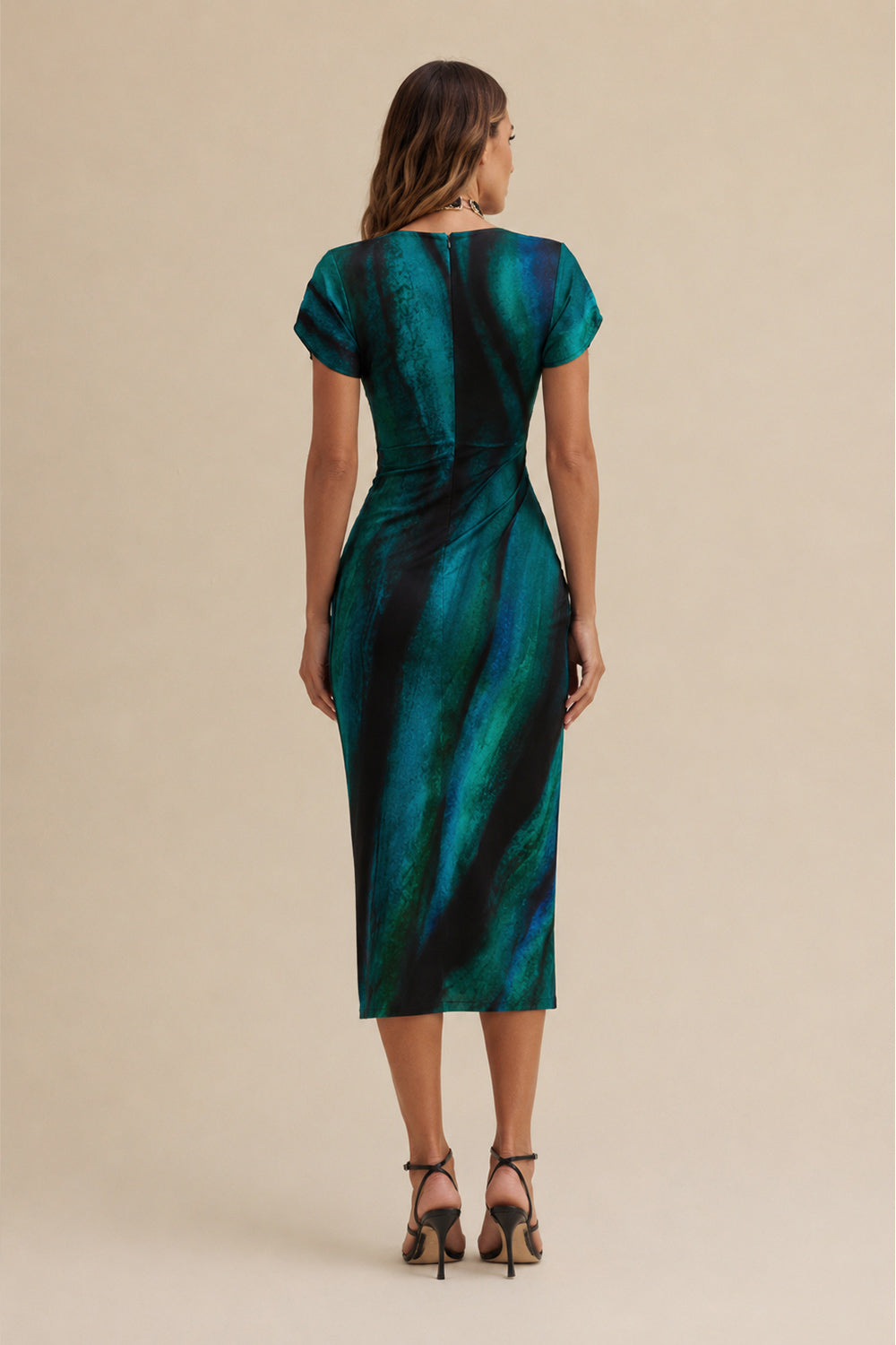 Vestido Midi Estampado Decote V