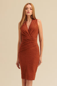 Vestido Midi Liso Decote V