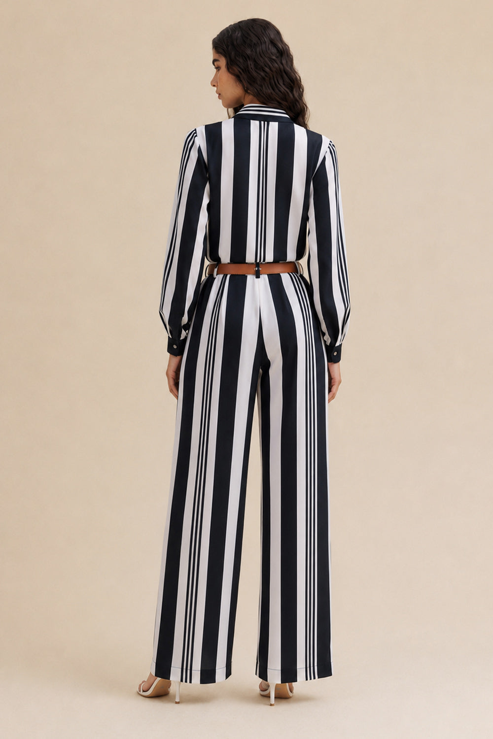 Camisa Mangas Longas Estampada Maxi Listras