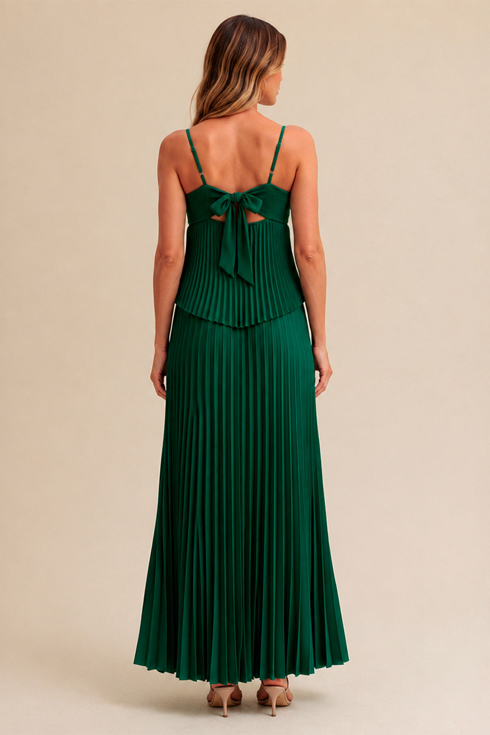 Vestido Longo Liso Plissado