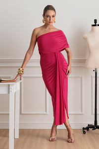 Vestido Super Midi Liso Cut Out
